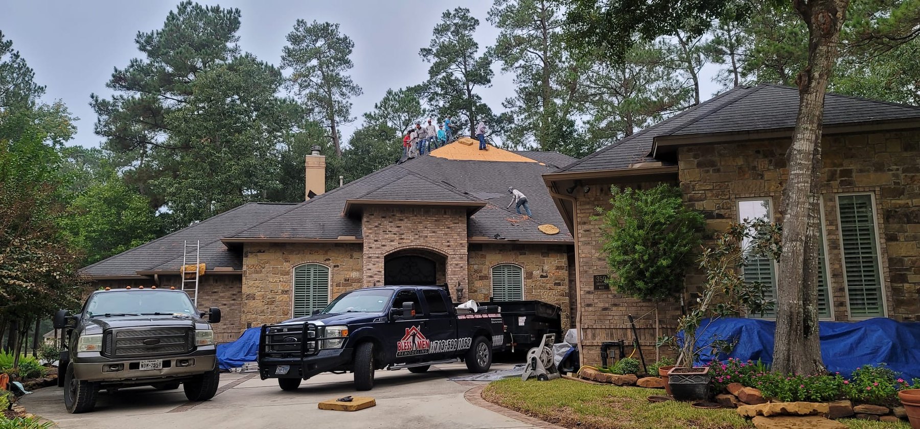 Roof replacement in progress