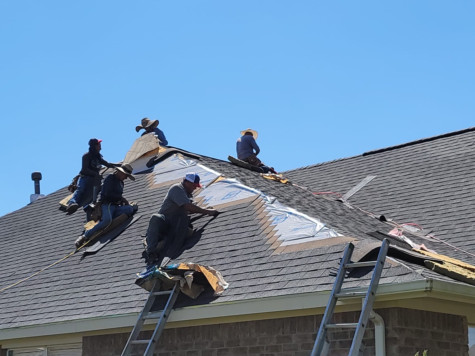 Shingle installation in progress